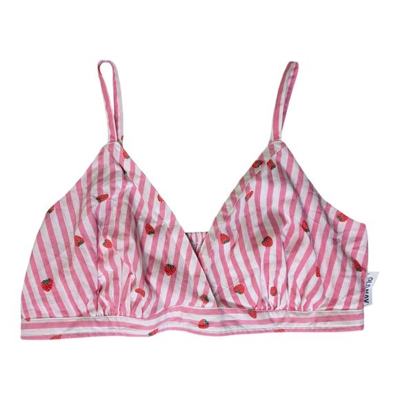 Old Navy Match the Fam Bralette XL Pink Strawberry Striped Bralette NWT - Picture 3 of 12
